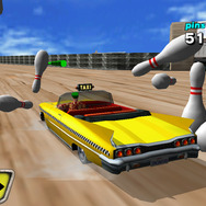 ミニゲーム集「CRAZY BOX」のボーリング。玉はタクシーです。