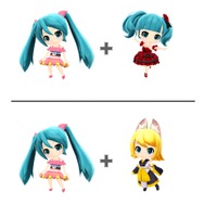 服だけチェンジは、頭そのまま服を取り替えて好きな組み合わせを楽しめる