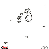 枯れそうな花に水をやる巨猫。かわいい！