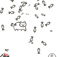 レベルアップにより、大量の魚が降り注ぐ。