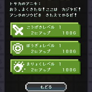主人公のレベルアップに応じて、ステータスの強化が可能