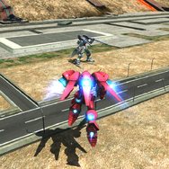 立体的な軌道を描く特殊格闘射撃派生で相手をダウンさせる射撃攻撃を行う