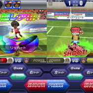 シュートを決めるとゴールシーンとともにボールが「パカーン」と割れて、中からサッカー選手が登場！