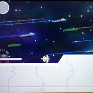 ぶつかるとミスになる、「レーザー光線」。『チャリ走』シリーズの特徴として、ミスすると基本的に一発死です