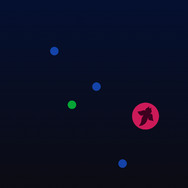 下から流れてくる玉（業）をキャッチしながら、ブッダを目指します。