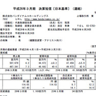 平成26年3月期決算スクリーンショット