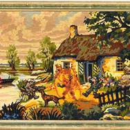 フリーマーケットで買った絵画をレトロゲームとマッシュアップさせたアート作品