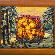 フリーマーケットで買った絵画をレトロゲームとマッシュアップさせたアート作品
