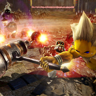 重たいハンマーも片手で軽々と