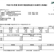 ブロッコリー「平成27年2月期第2四半期決算」スクリーンショット