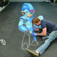 ロックマンのチョークアートが登場!ロックバスターまで再現された、その過程を映像で