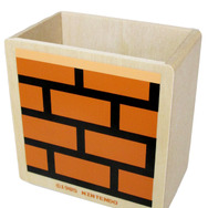 木製ダイカット小物入れD(ハテナ/レンガブロック)