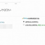 発送オプションと配送方法の選択画面の例