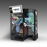 バンナム、ドライブシミュレーター「リアルドライブ」を発表…180度視界ドームスクリーンに可動シートや6速シフト＆3ペダルを搭載